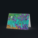 Irises, Vincent van Gogh Card<br><div class="desc">Most original is the drawing of the irises. Unlike the Impressionist flower pieces in which the plants are formless spots of colour, these are carefully studied for their shapes and individualised, with the same sincerity and precision as Van Gogh's portraits; he discovers an endless variety of curved silhouettes, a new...</div>