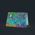 Irises, Vincent van Gogh Card<br><div class="desc">Most original is the drawing of the irises. Unlike the Impressionist flower pieces in which the plants are formless spots of colour, these are carefully studied for their shapes and individualised, with the same sincerity and precision as Van Gogh's portraits; he discovers an endless variety of curved silhouettes, a new...</div>