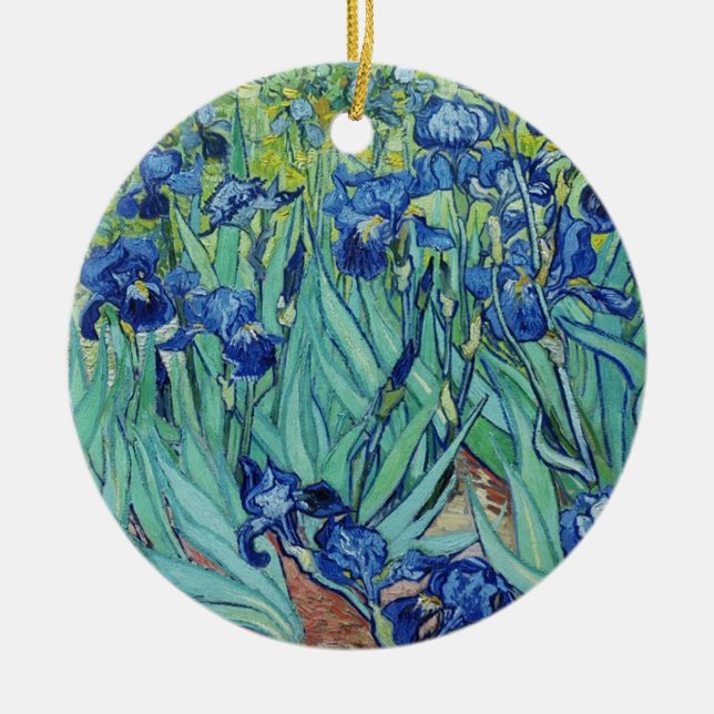 Irises, Vincent van Gogh Ceramic Tree Decoration (Front)