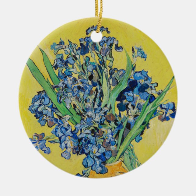 Irises  Vincent van Gogh   Ceramic Tree Decoration (Front)