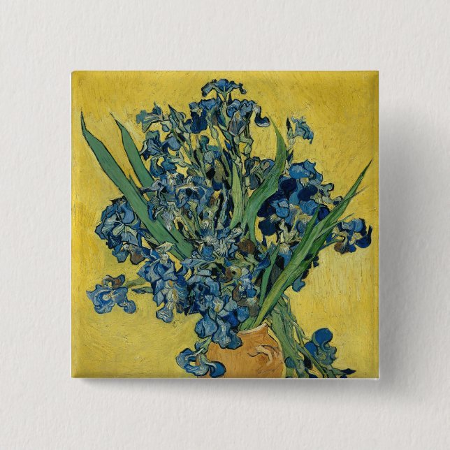  Irises - Vincent van Gogh Fine Art 15 Cm Square Badge (Front)