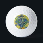 Irises  Vincent van Gogh  Golf Balls<br><div class="desc">Irises (1890) Vincent van Gogh. Lovely positive still life. Large yellow vase with a bouquet of blue irises on a yellow background. Reproduction of famous works of art  images in the public domain.</div>