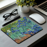 Irises | Vincent Van Gogh Mouse Mat<br><div class="desc">Irises (1889) by Dutch post-impressionist artist Vincent Van Gogh. Original landscape painting is an oil on canvas showing a garden of blooming iris flowers. 

Use the design tools to add custom text or personalize the image.</div>