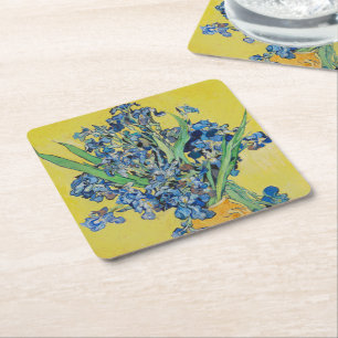 Irises  Vincent van Gogh Poster Square Paper Coaster