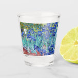 Irises Vincent van Gogh    Shot Glass<br><div class="desc">Irises (1889) Vincent van Gogh. Cute summer landscape. Blue irises bloom in a flowerbed in a green garden. Reproduction of famous works of art  images in the public domain.</div>