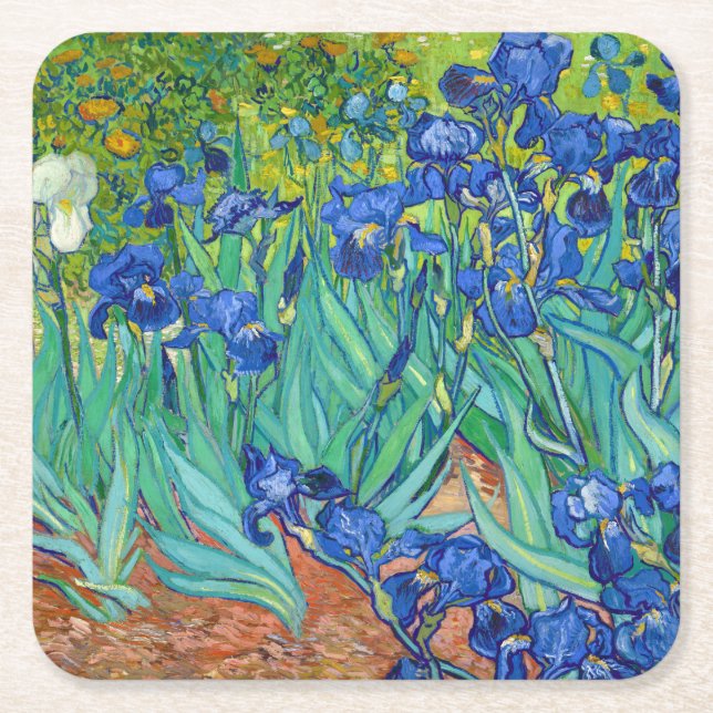 Irises, Vincent van Gogh Square Paper Coaster (Front)