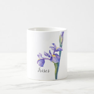 Irises Watercolor Floral Coffee Mug