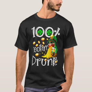 Irish 100 Feckin Drunk Leprechaun Puking Drink Pat T-Shirt