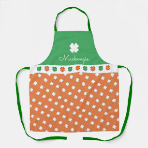 IRISH 4 Leaf Clover Pattern with YOUR NAME Apron