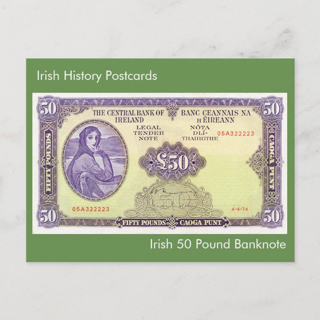 Irish 50 Pound Banknote for postcard (Front)