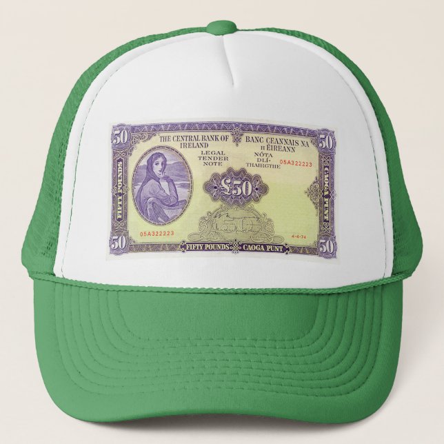 Irish 50 Pound Banknote for Trucker hat (Front)