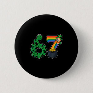 Irish 67 Six Seven 6 7 Meme St Patricks Day Leprec Cm Round Badge