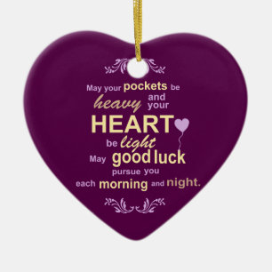 Irish Abundance Happiness and Good Luck Blessing Ceramic Tree Decoration