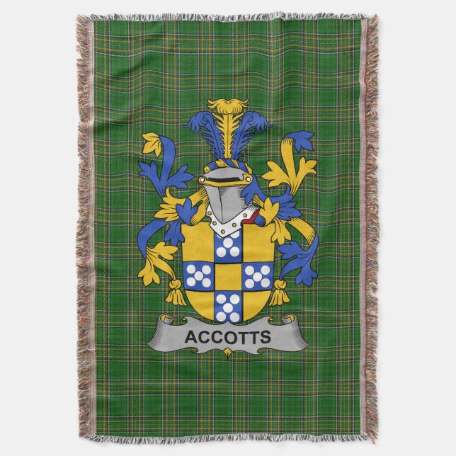  Irish Accotts Coat of Arms Family Crest Ireland Throw Blanket (Front Vertical)