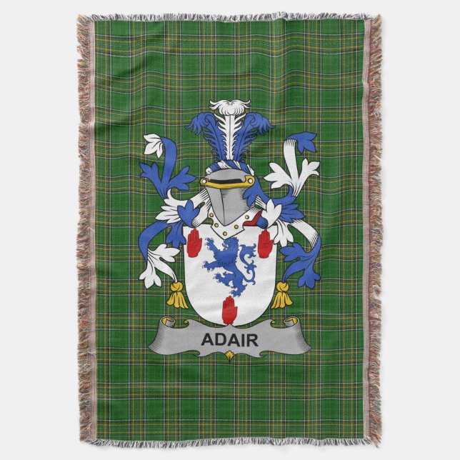  Irish Adair Coat of Arms Family Crest Ireland Throw Blanket (Front Vertical)