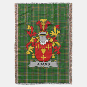  Irish Adams Coat of Arms Family Crest Ireland Throw Blanket