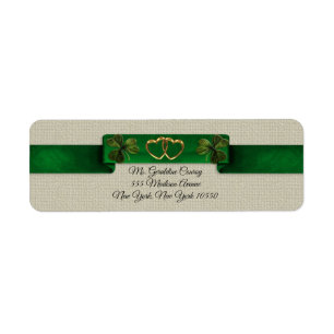 Irish address labels shamrocks and ribbons