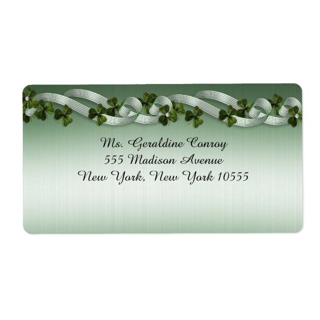 Irish address labels shamrocks and ribbons (Front)
