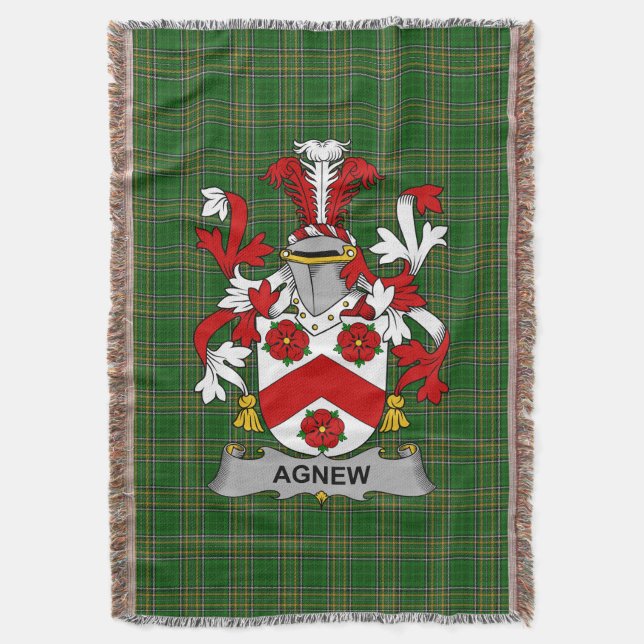  Irish Agnew Coat of Arms Family Crest Ireland Throw Blanket (Front Vertical)
