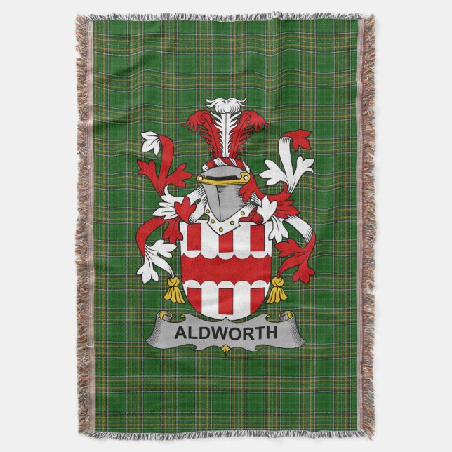  Irish Aldworth Coat of Arms Family Crest Ireland Throw Blanket (Front Vertical)