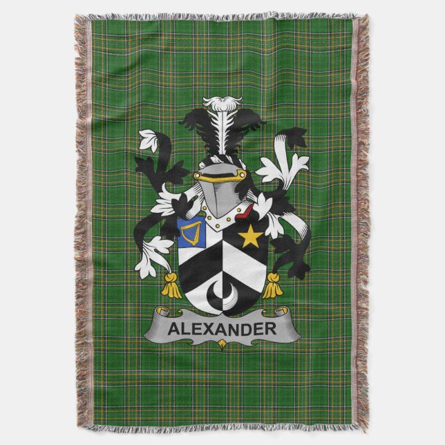  Irish Alexander Coat of Arms Family Crest Ireland Throw Blanket (Front Vertical)