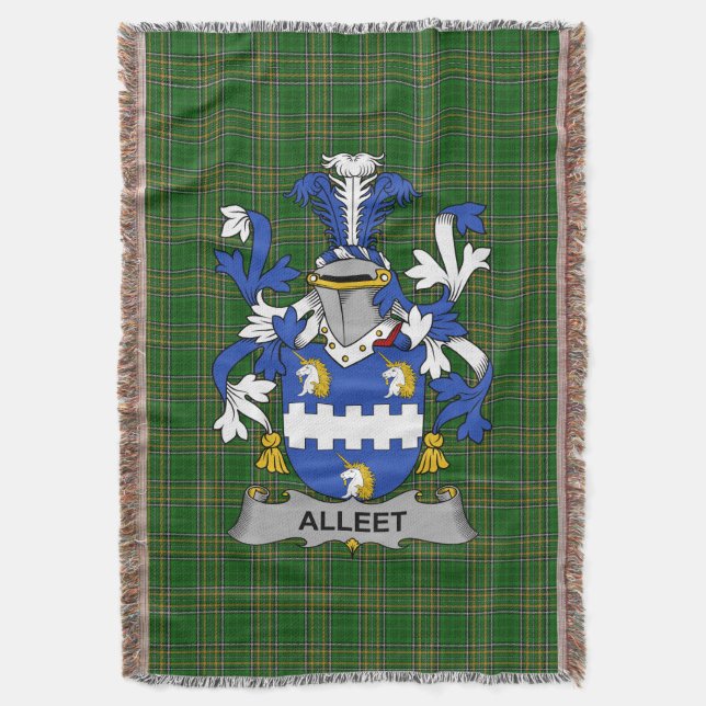  Irish Alleet Coat of Arms Family Crest Ireland Throw Blanket (Front Vertical)