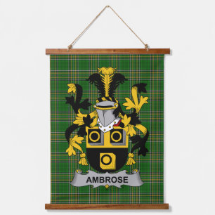 Irish Ambrose Coat of Arms Family Crest Hanging Tapestry