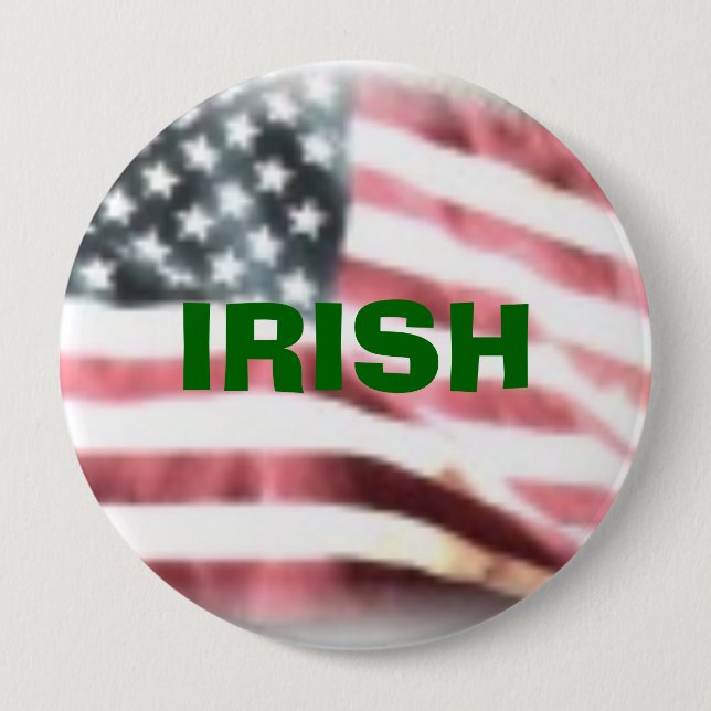 , IRISH AMERICAN 10 CM ROUND BADGE (Front)