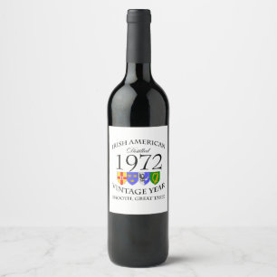 Irish American Birthday Choose the Year Wine Label