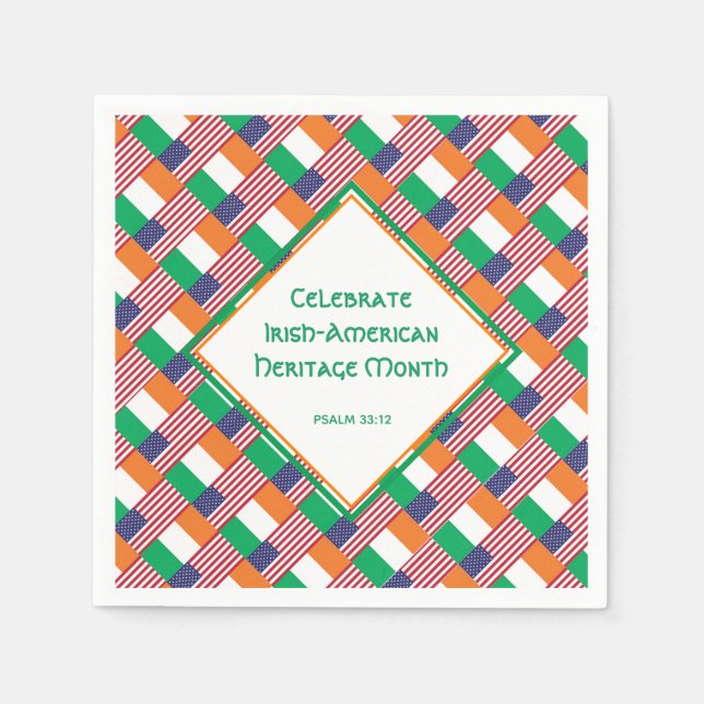 IRISH-AMERICAN Celebrate Heritage Month Christian Napkin (Front)