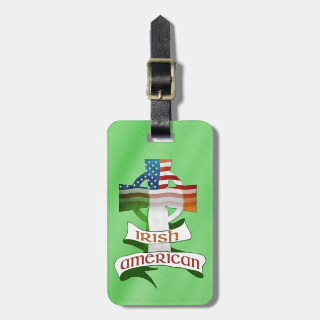 Irish American Celtic Cross Bag Tag (Front Vertical)