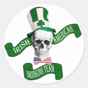 Irish American drinking team Classic Round Sticker
