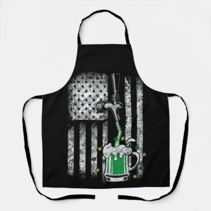 Irish American Flag Beer Shamrock St Patrick's Apron