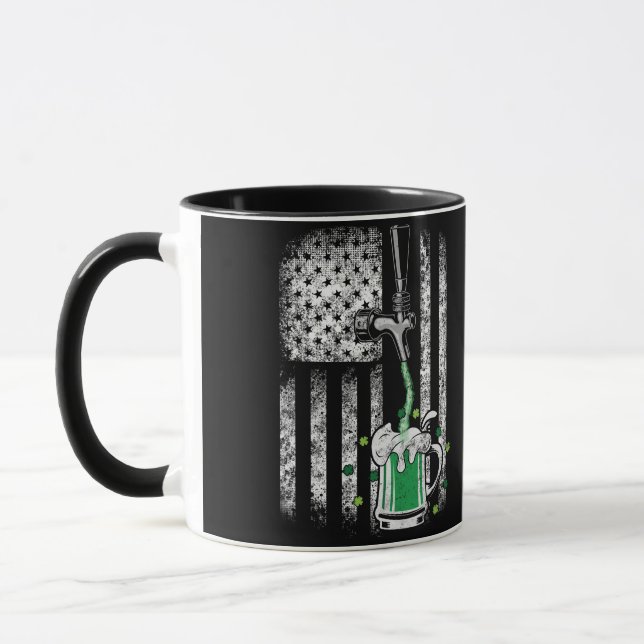 Irish American Flag Beer Shamrock St Patrick's Mug (Left)
