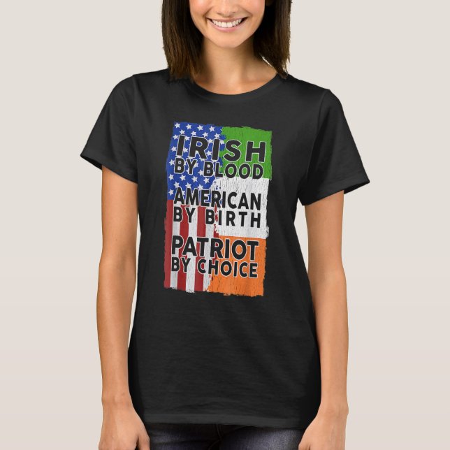 Irish American Flag Celtic Cross Funny St Patrick' T-Shirt (Front)