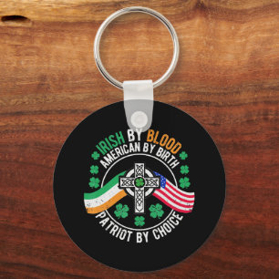 Irish American Flag Celtic Cross St Patrick's Day Key Ring
