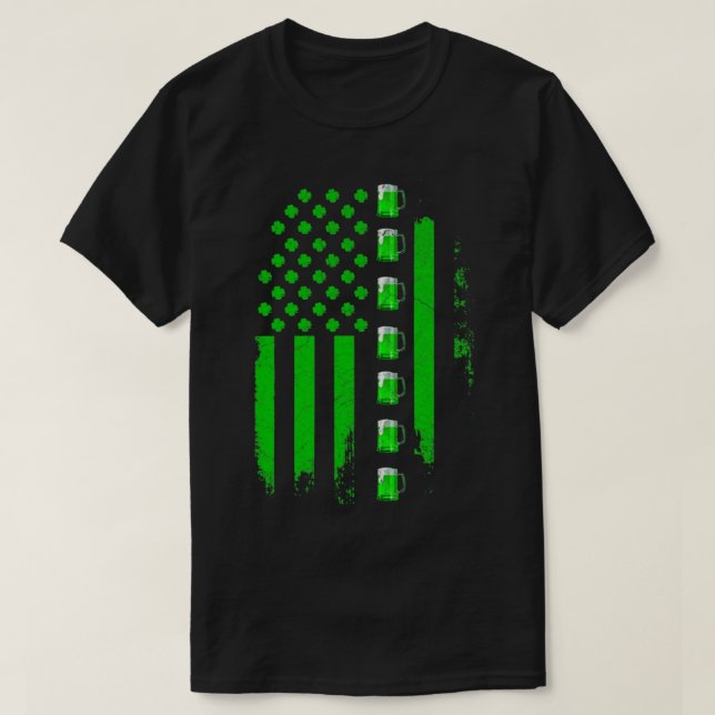 Irish American Flag Clover St Patricks Day T-Shirt (Design Front)