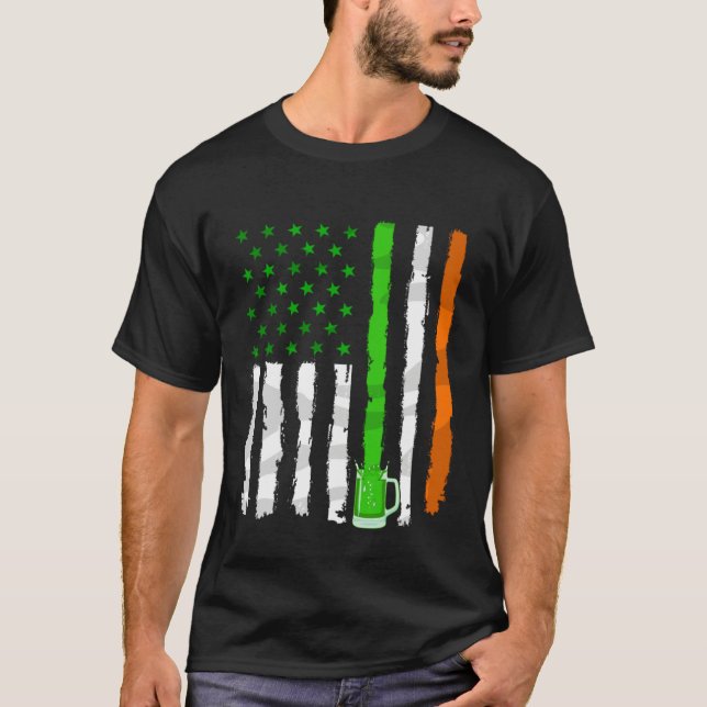 Irish American Flag Ireland Flag Ireland Shamrock  T-Shirt (Front)