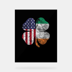 Irish American Flag Ireland Flag ST PATRICKS DAY G Acrylic Sign