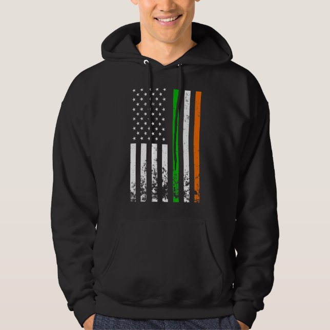 Irish American Flag Ireland Flag St Patricks Day Hoodie (Front)