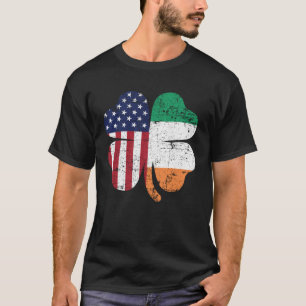Irish American Flag Ireland Shamrock St Patrick s  T-Shirt
