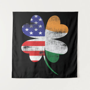 IRISH AMERICAN FLAG Ireland Shamrock Tapestry