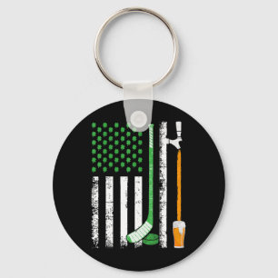 Irish American Flag Ireland St Patricks Day Beer I Key Ring