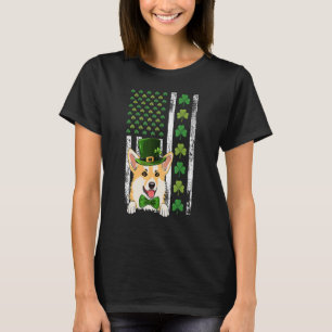 Irish American Flag Ireland Vintage Corgi ST PATRI T-Shirt