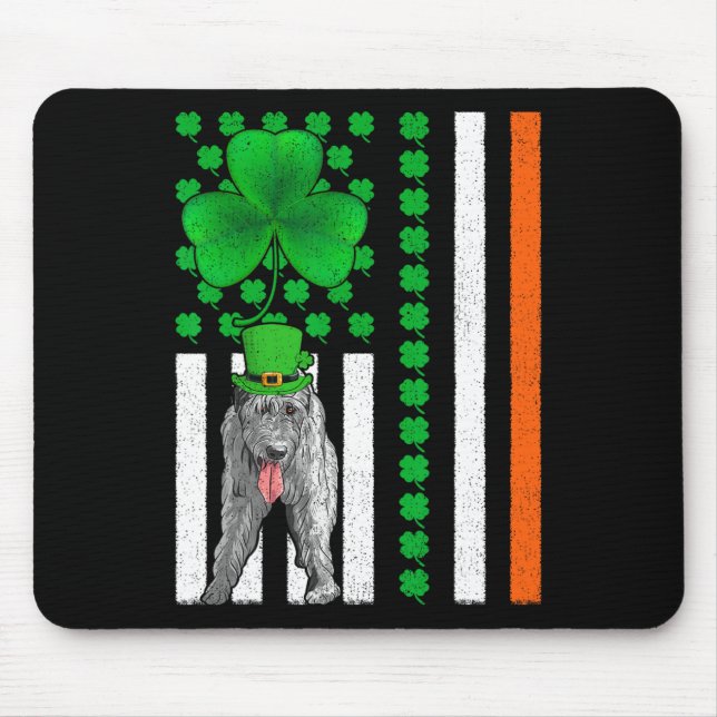 Irish American Flag Irish Wolfhound Dog St Patrick Mouse Mat (Front)