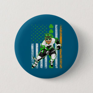 Irish American Flag Lucky Hockey St. Patrick's Day 6 Cm Round Badge