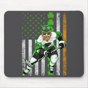 Irish American Flag Lucky Hockey St. Patrick's Day Mouse Mat