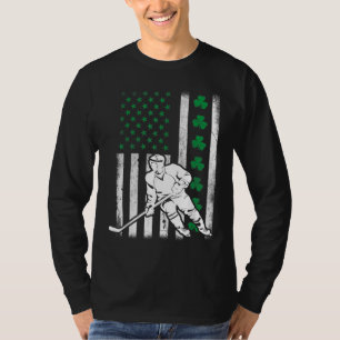 Irish American Flag Lucky Hockey St. Patrick's Day T-Shirt