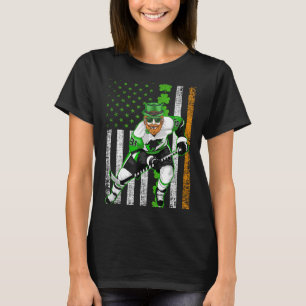 Irish American Flag Lucky Hockey St. Patrick's Day T-Shirt