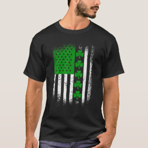 Irish American Flag Lucky Shamrock St Patrick's Da T-Shirt